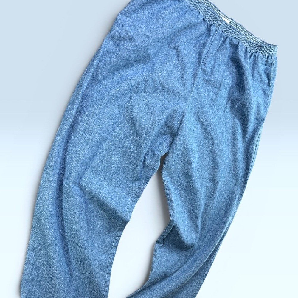Vintage GW Division Of Graff Elastic Waist Pants Women 18 Blue Denim Chambray‎